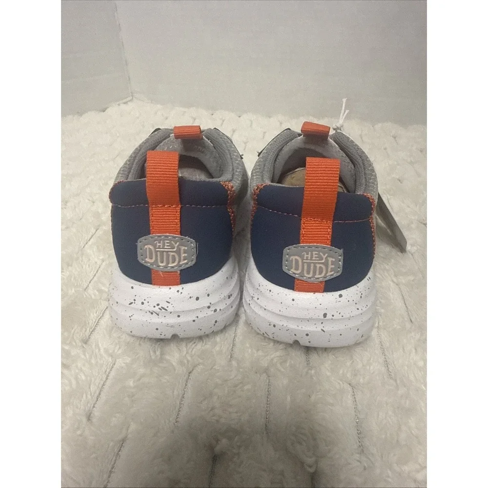 Hey Dude Sirocco Play TD Varsity Kids Sneakers US C8 Gray Blue Orange NEW